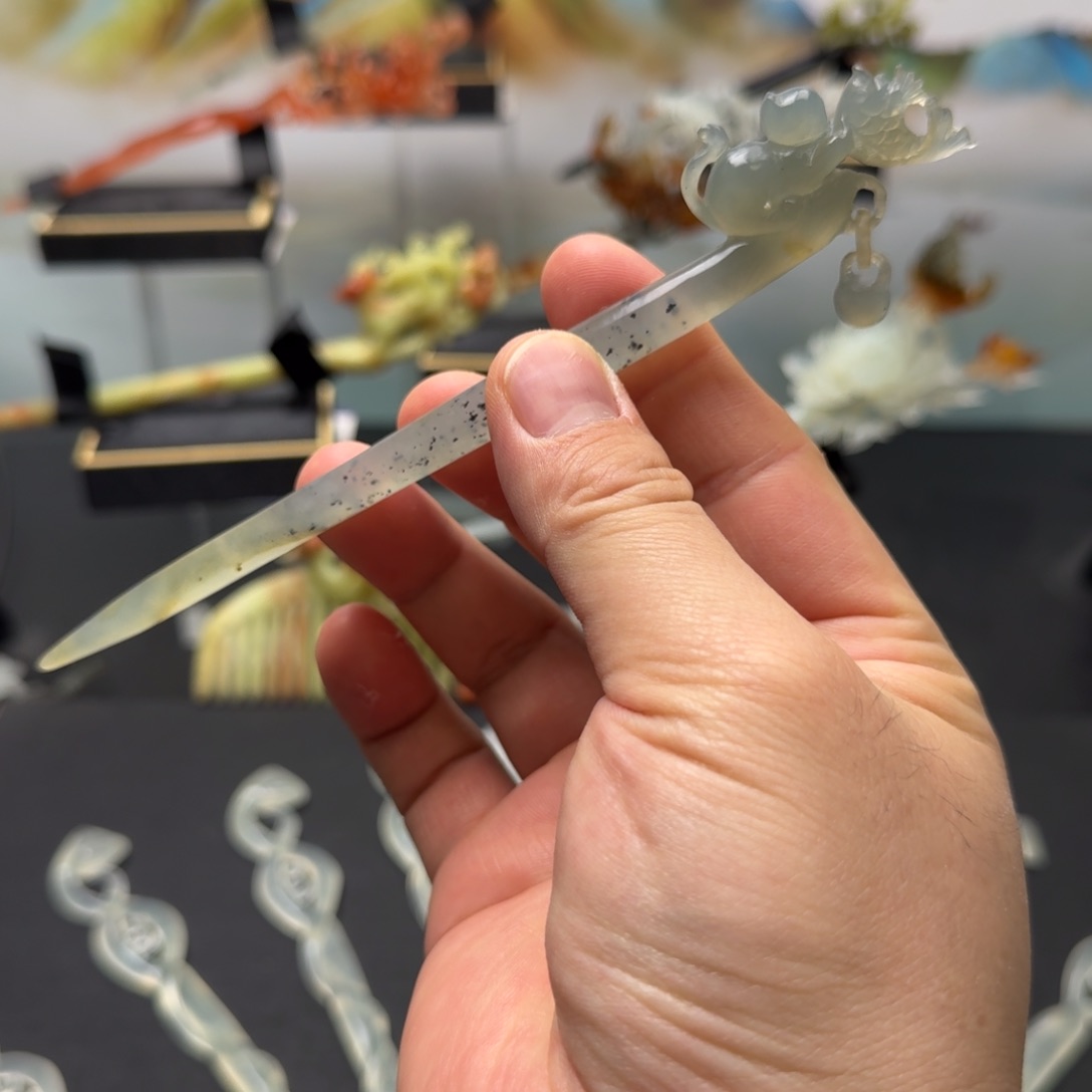 岫玉发饰未镶嵌明君玉簪贼拉好看