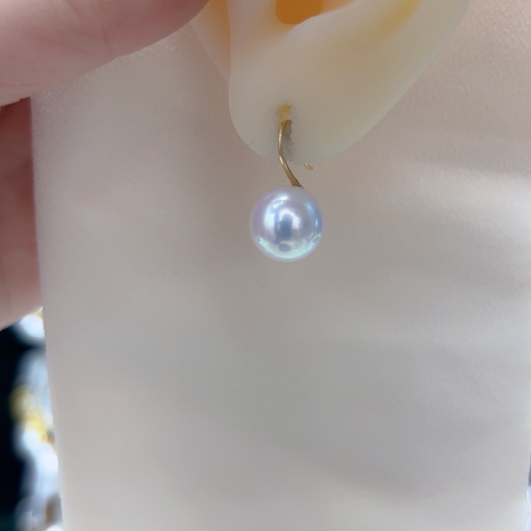 淡水珍珠耳饰18K金镶嵌