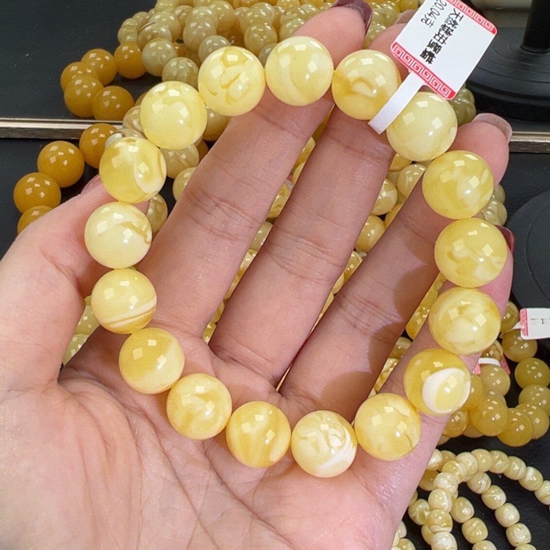 琥珀未镶嵌手链20白蜡妖花