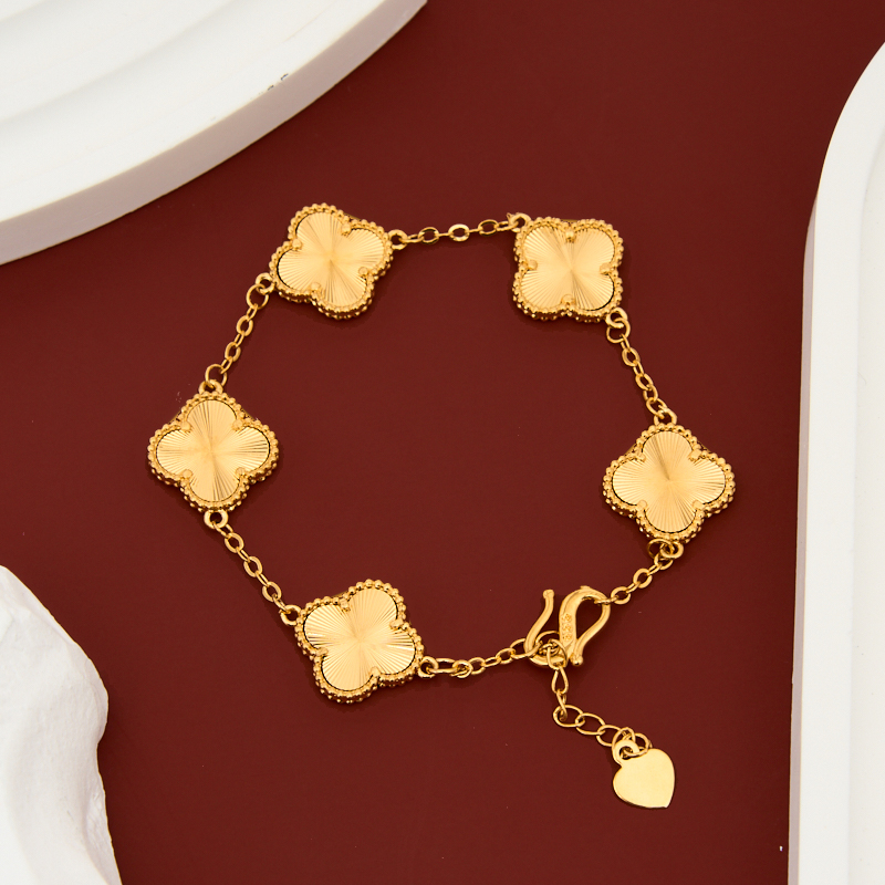 铜合金手链 铜合金手镯手链铜合金镀金四叶草五花女款轻奢小众