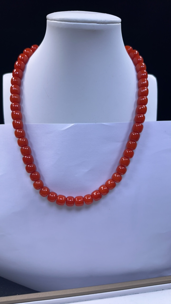 柿子红桶珠10mm项链发一条K35