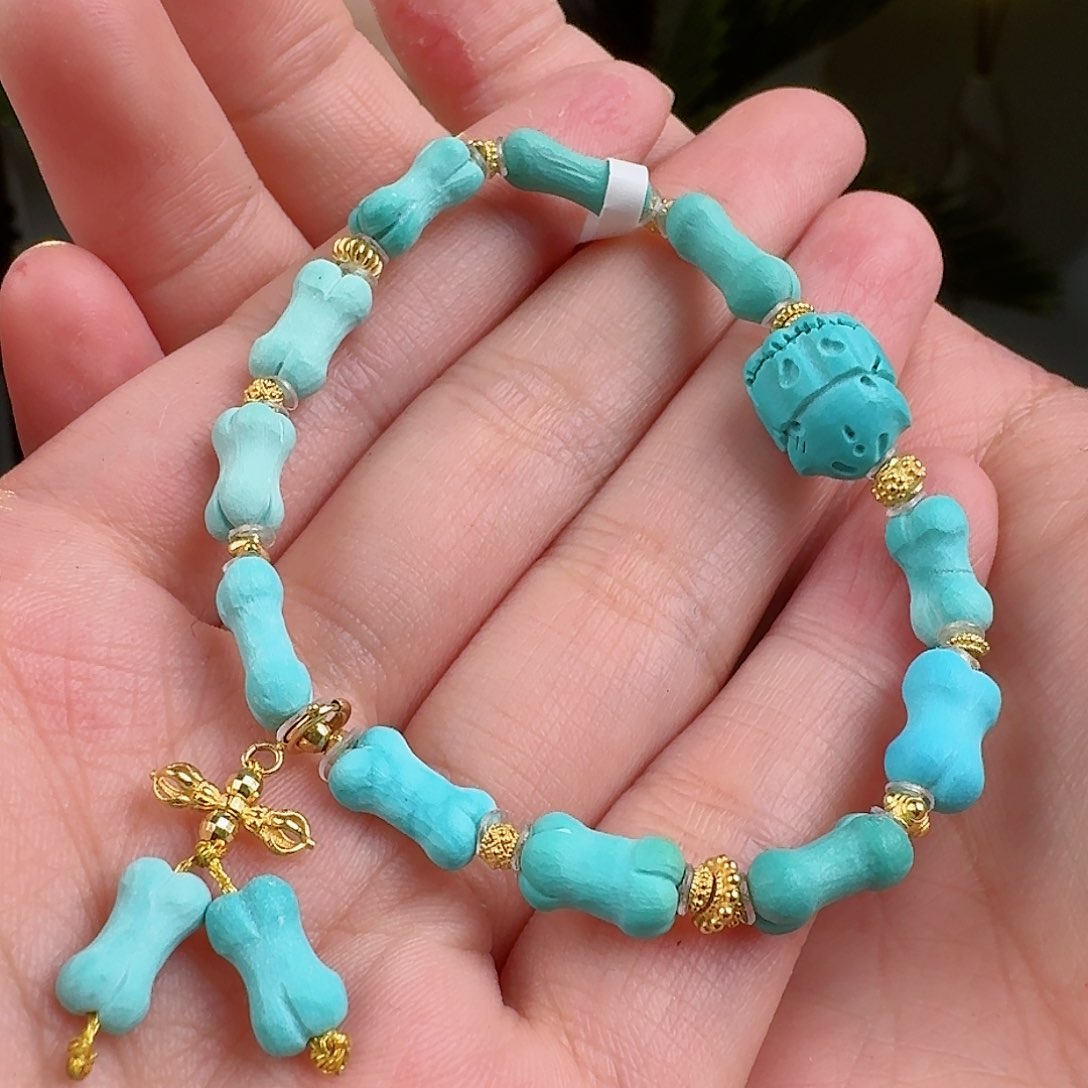 绿松石珠宝奇石18K金镶嵌