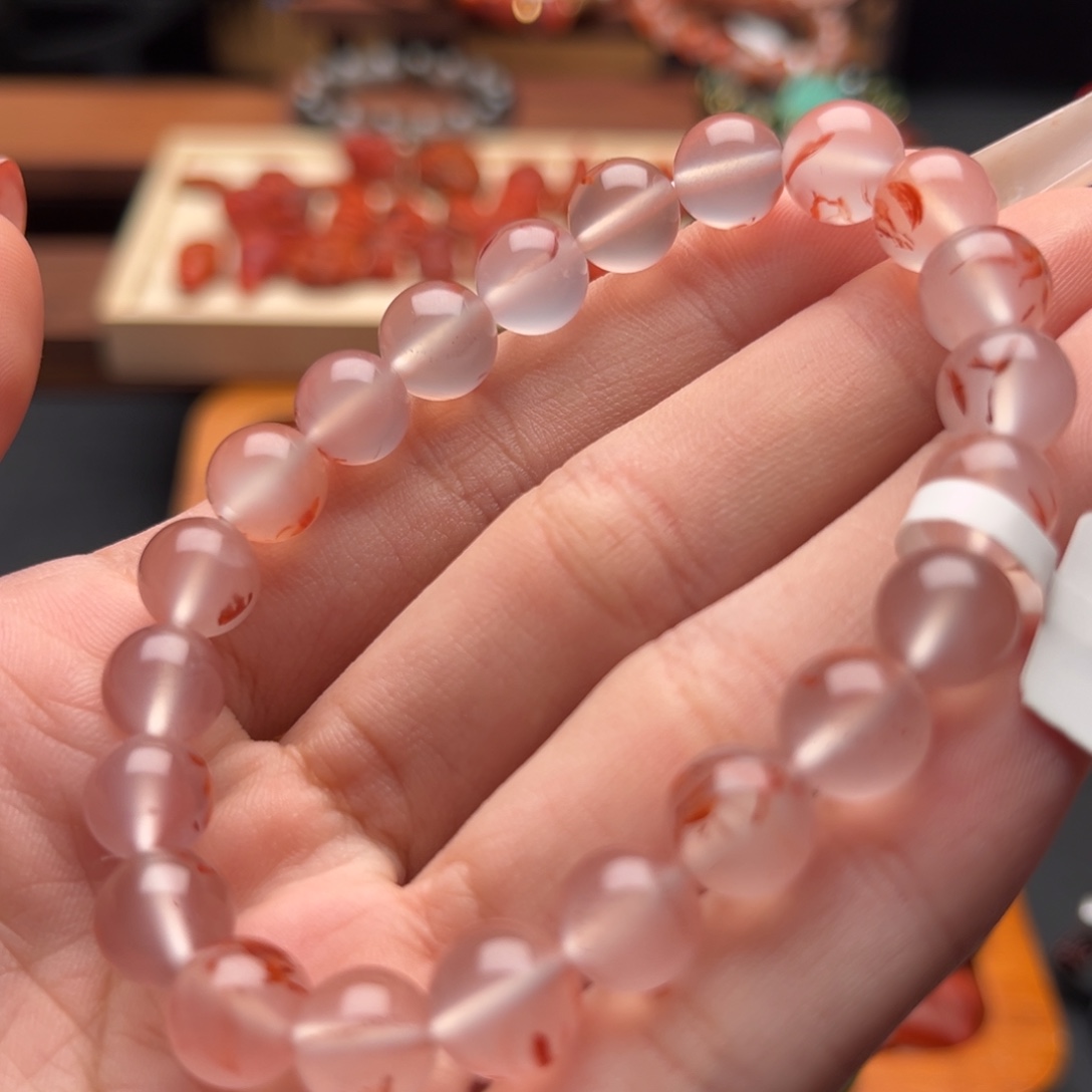 南红玛瑙未镶嵌南红11冰飘手串卡8mm