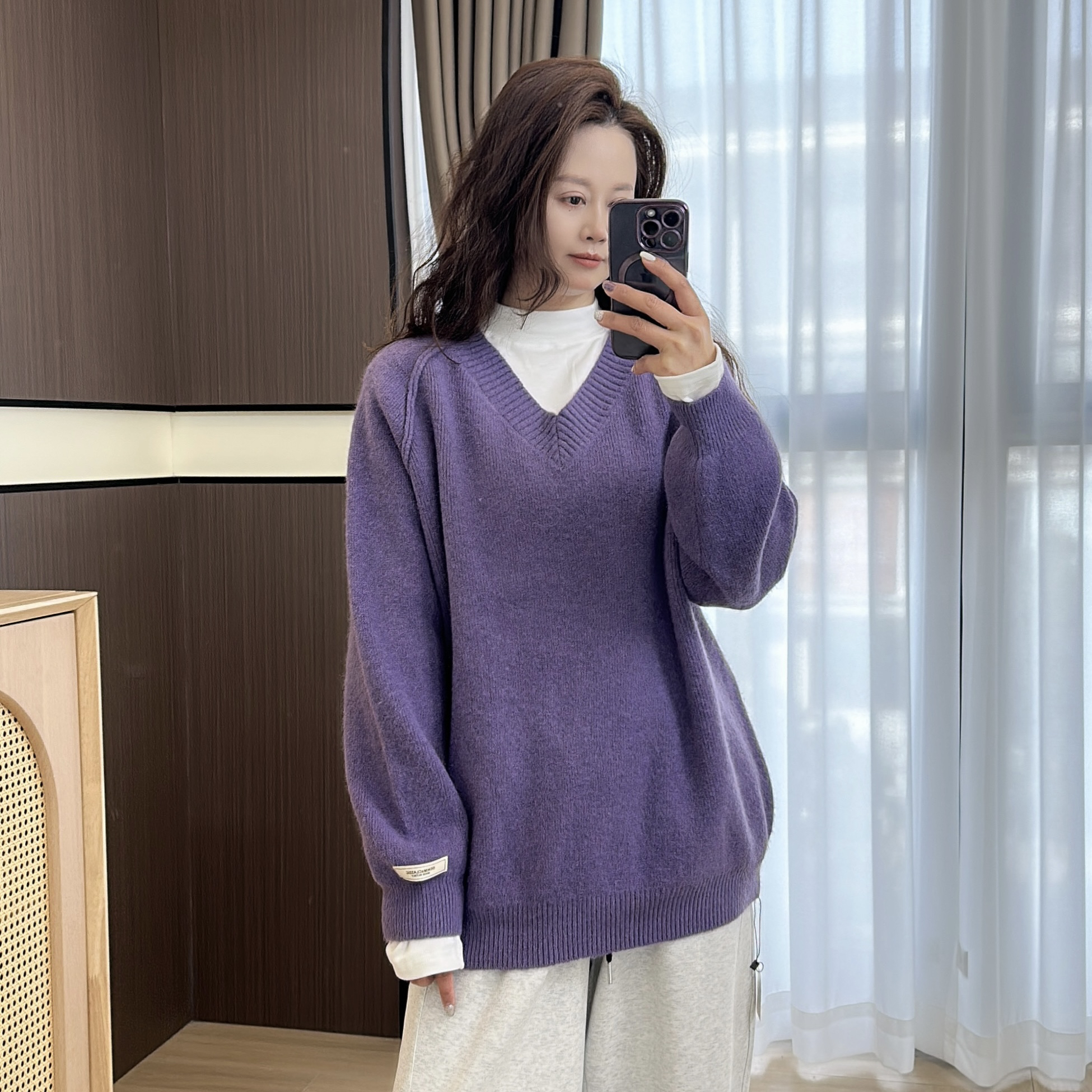 8602V领显瘦糖果色毛衣针织衫