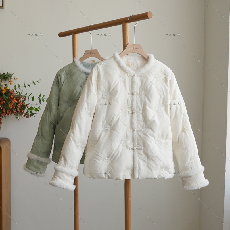 5440《春落云中》原创秋冬高端唐装对襟外套国风高级感刺绣羽绒服