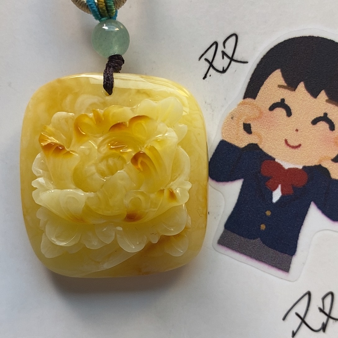 定制琥珀未镶嵌牡丹花