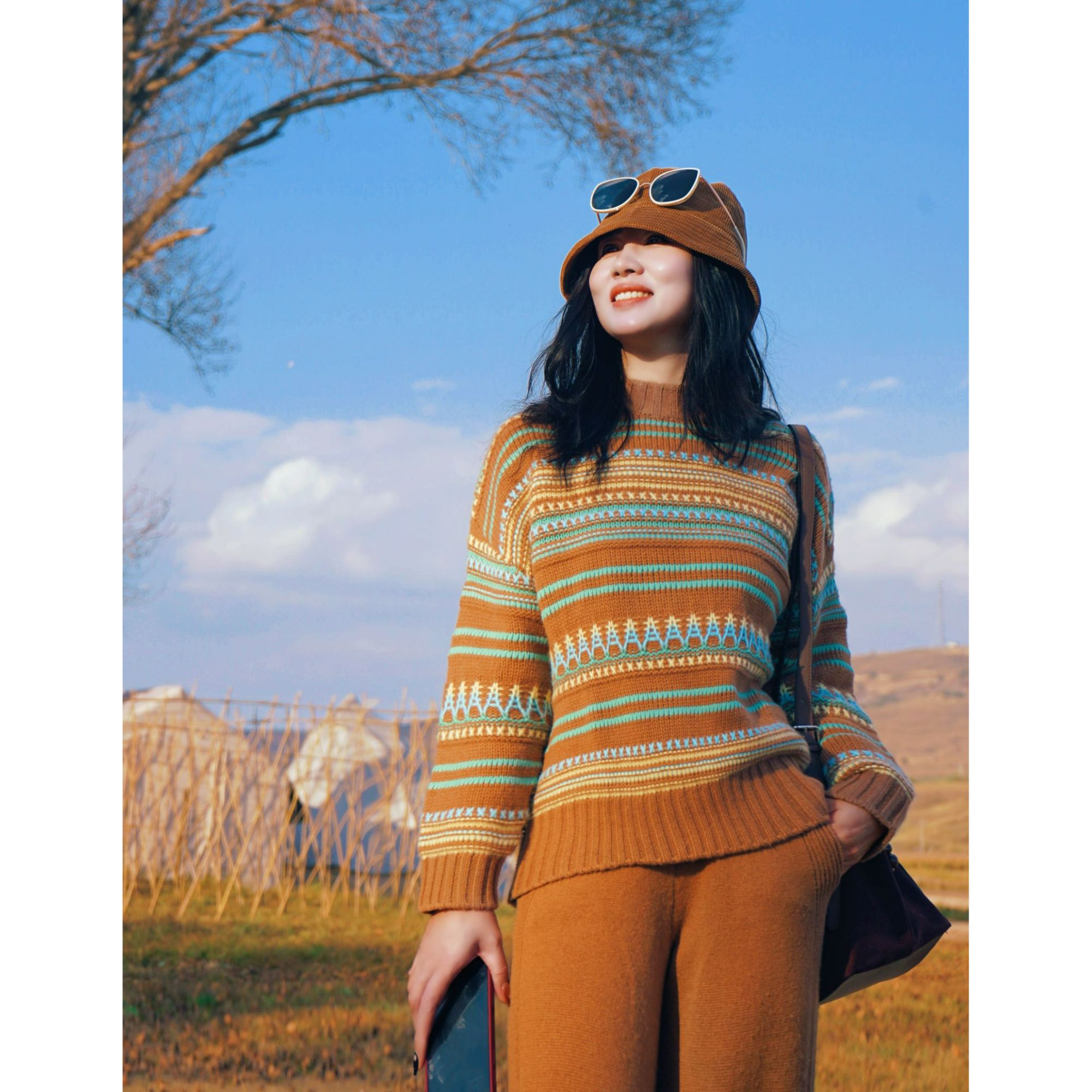 霞霞家！【费尔岛毛衣】英伦风艺术配色圆领千金慵懒感大毛衣