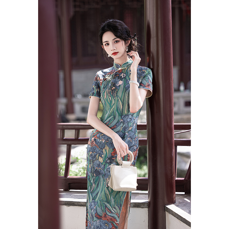 缇花影【女人花】老上海长旗袍高考送考妈妈春夏季新中式连衣裙日常