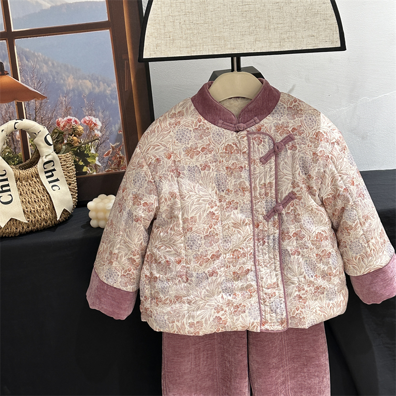 现货【丹紫】女童汉服新年宝宝衣服双面穿儿童拜年服中国风棉袄