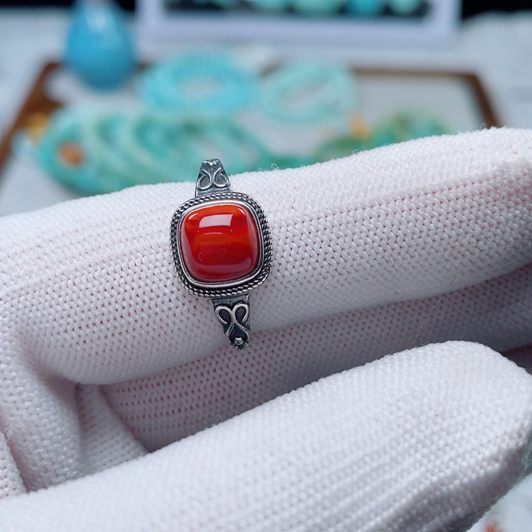 南红玛瑙银S925镶嵌珠宝奇石