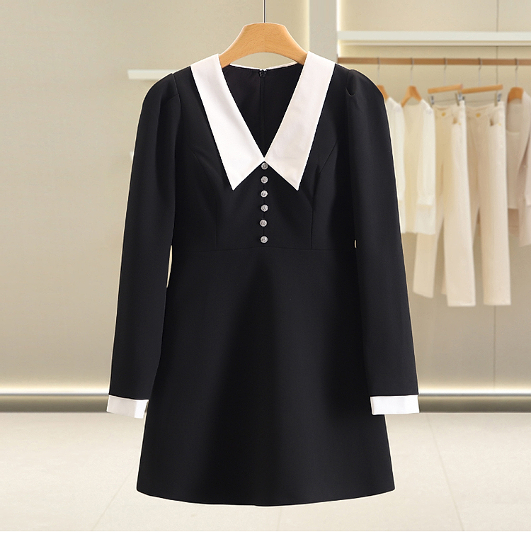 上身款-【瓯】时尚撞色方领装饰扣修身连衣裙#VOS57L003-佳佳