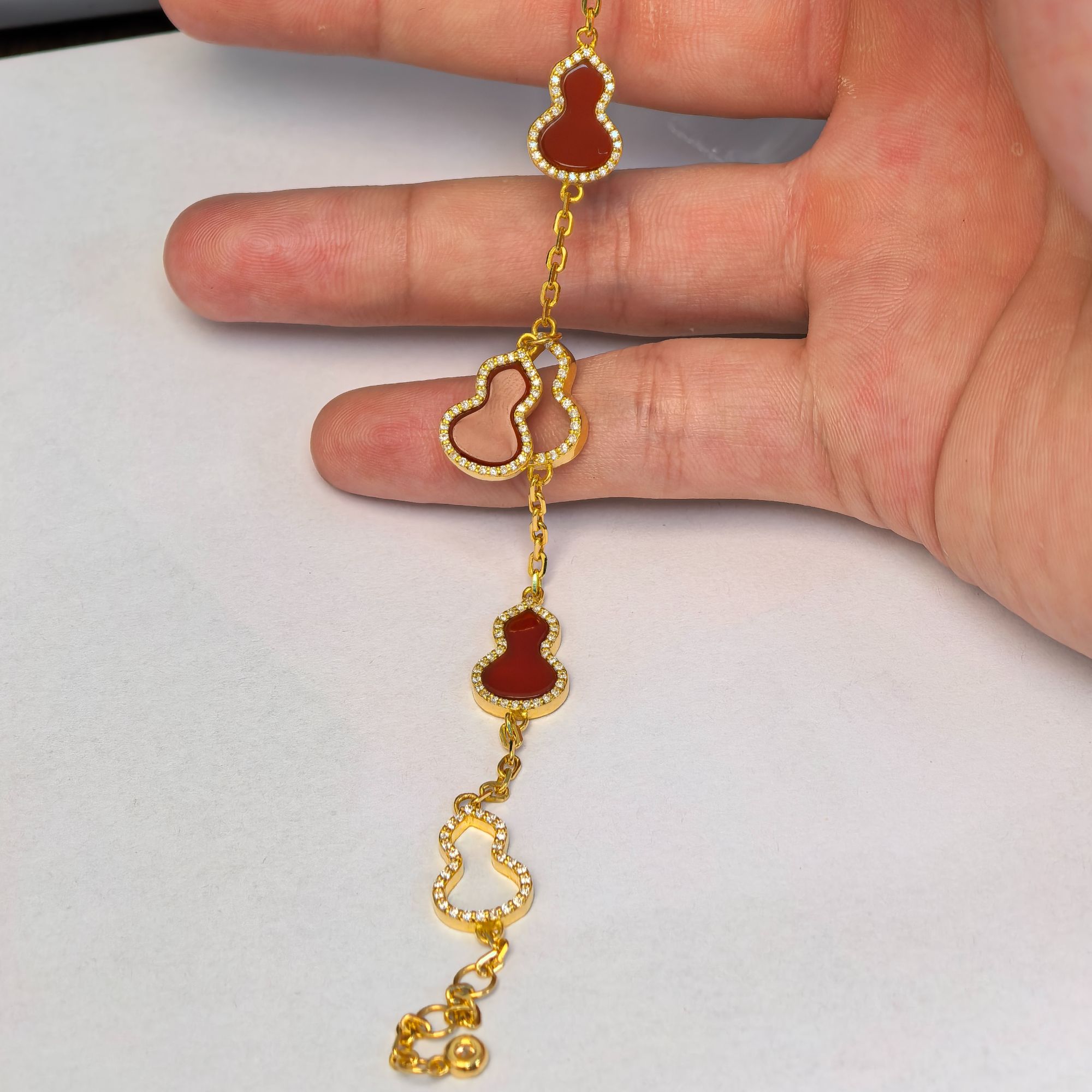 【工厂直出】足金999满钻红葫芦手链FJ650