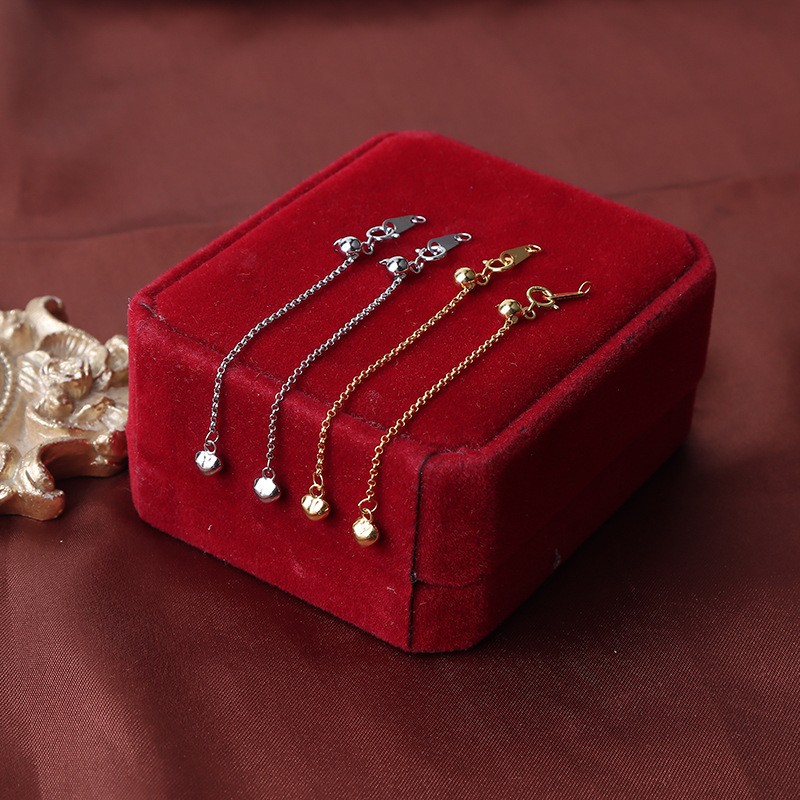 925银银制品 S925通体纯银链延长链抽拉可调节立体爱心形状