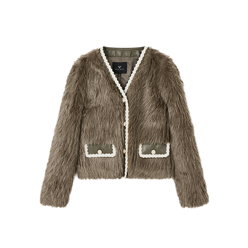 【达人专属】时髦轻奢感小香风外套珍珠拼接毛感上衣X10BPS8602