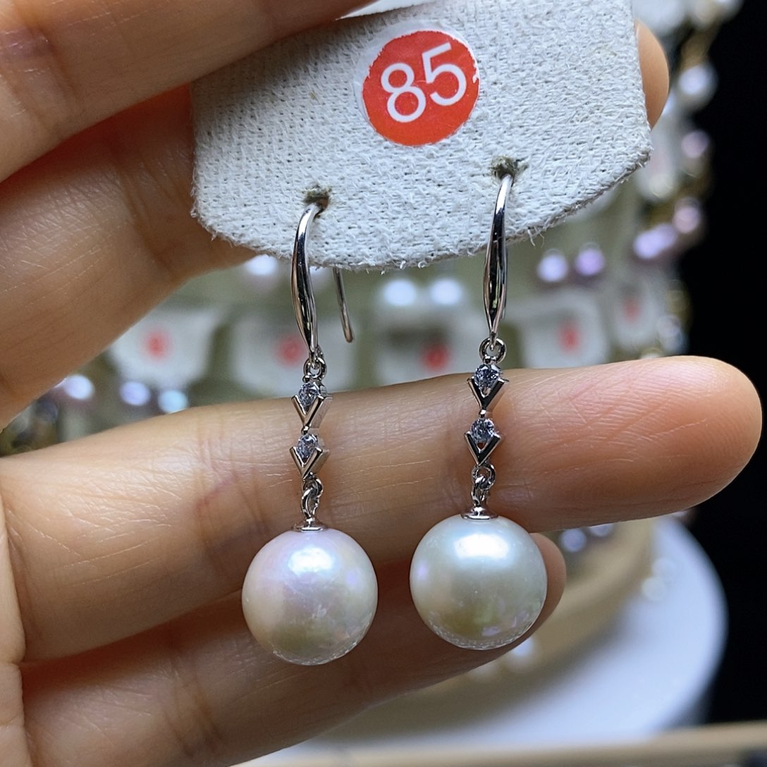 淡水珍珠耳饰银S925镶嵌