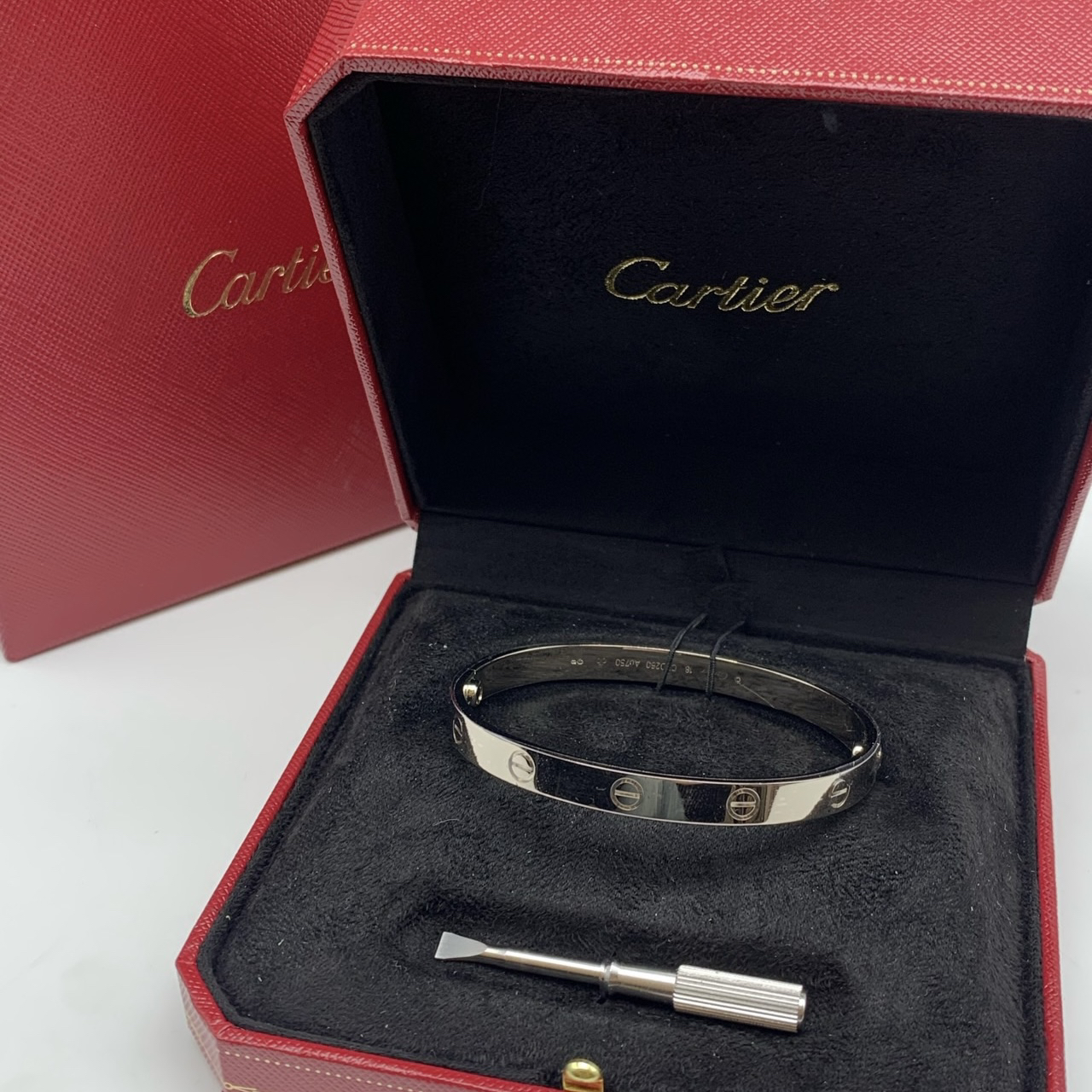 99新 Cartier/卡地亚 卡地亚 四代 无钻白金宽版手镯 18码