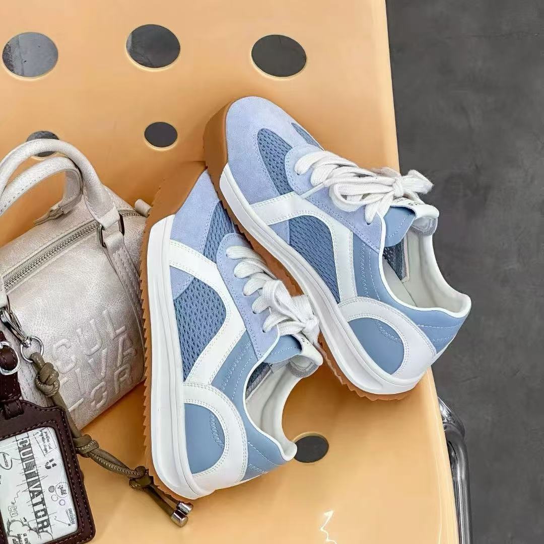 C5675 兰色  时尚板鞋女2025新款厚底小白鞋百搭休闲运动鞋