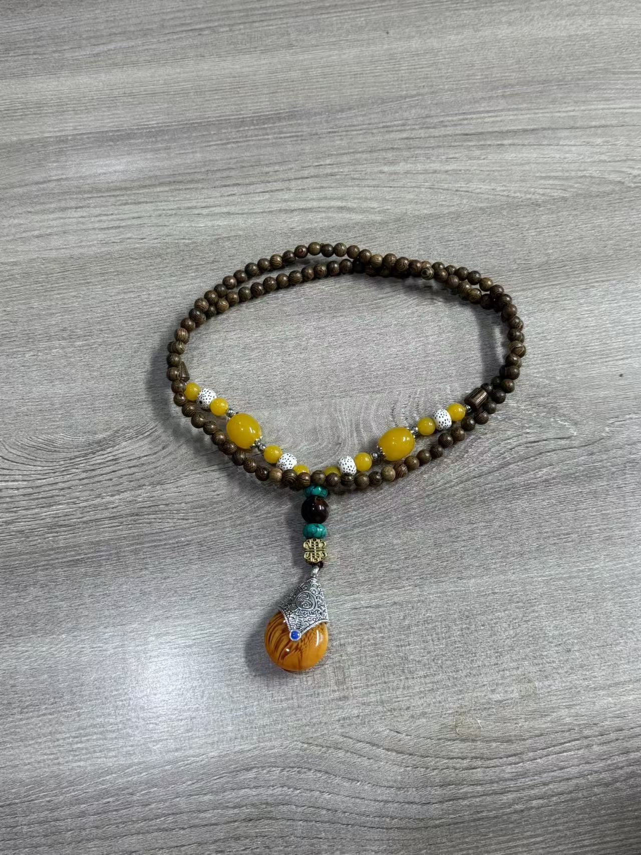 鸡翅木 民族风木质佛珠毛衣链珠长款HC448（无礼盒）