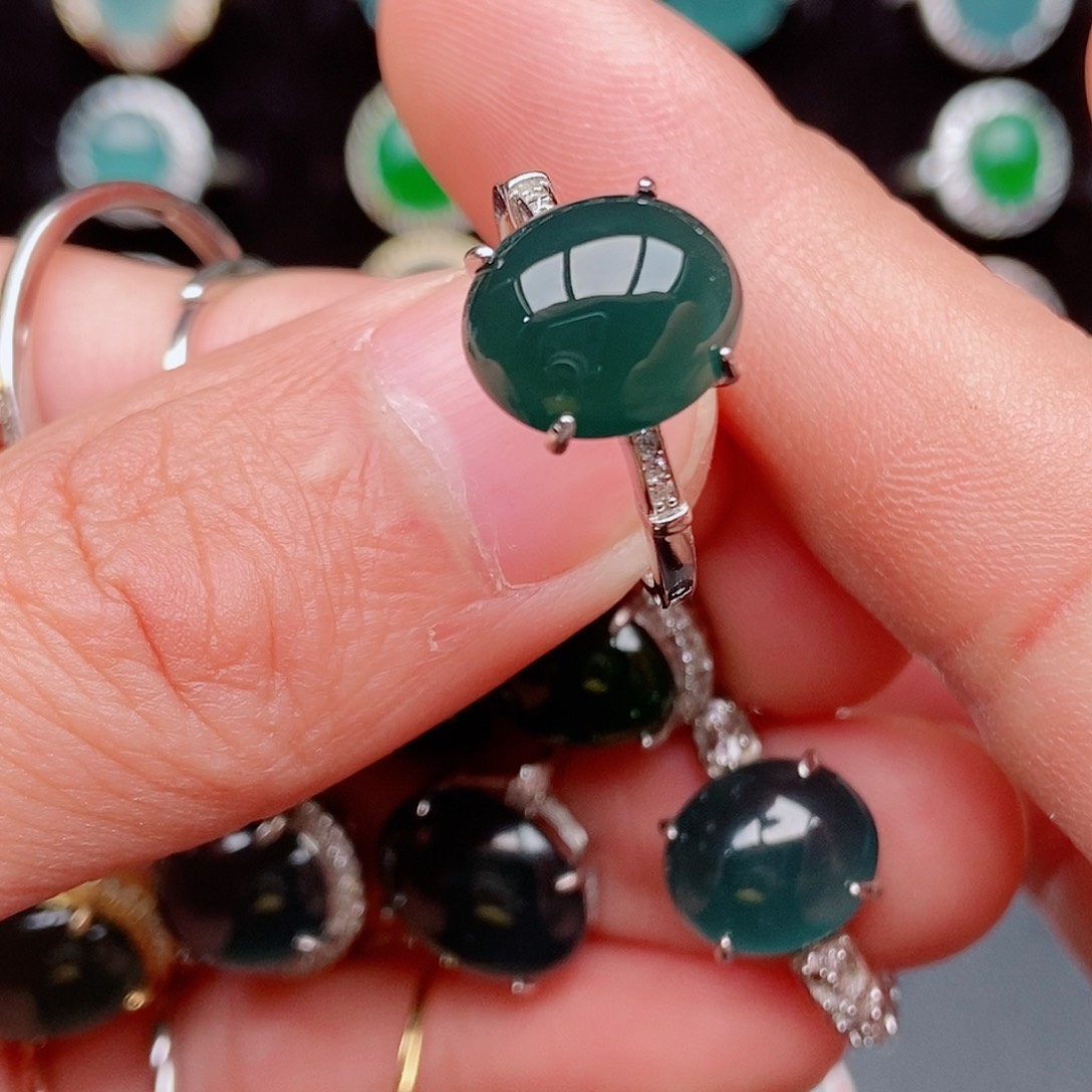 翡翠戒指银S925镶嵌 858118854