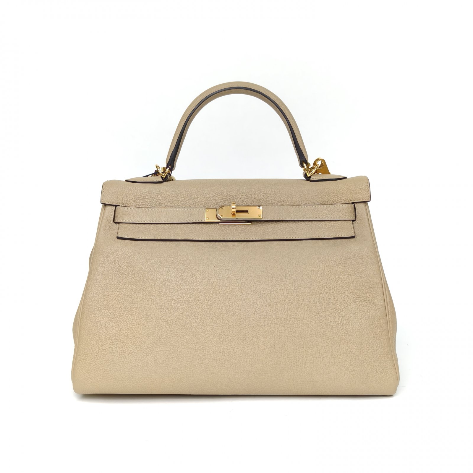 95新 Hermes/爱马仕 【黑黑】Kelly 32 S2风衣灰 Togo皮 X刻 金扣