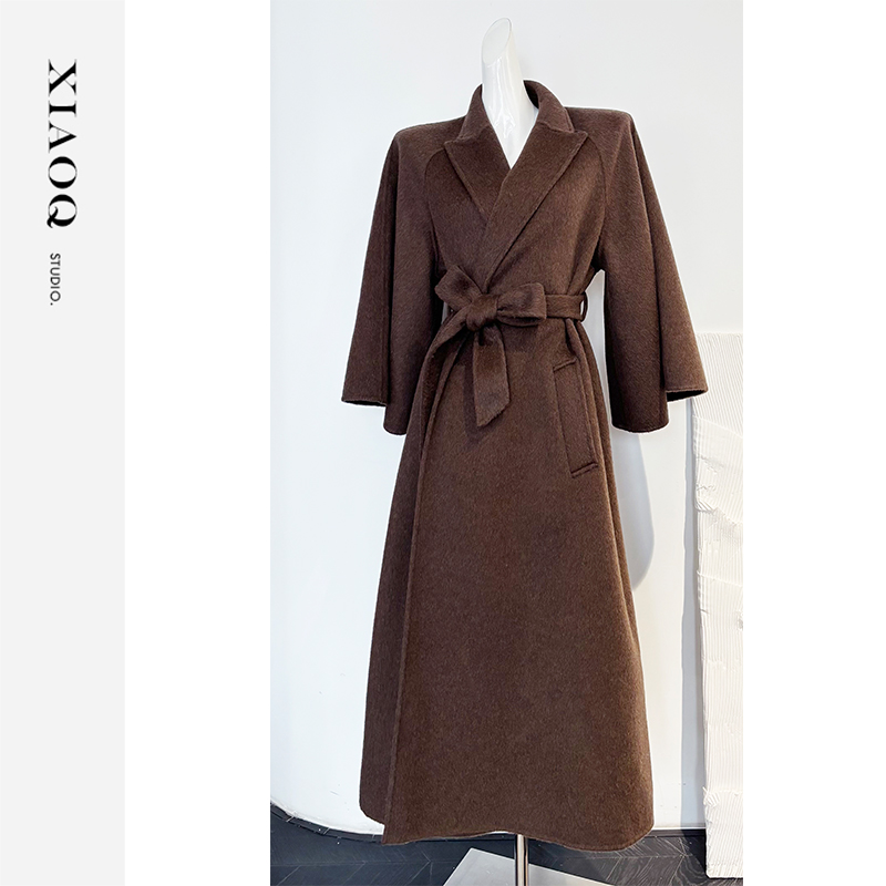 【小Q家】32656秋冬加厚新款气质双面呢毛呢大衣