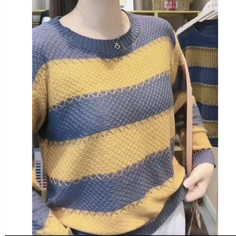 毛衣女士装秋冬季钩花长袖爆款显瘦圆领新款针织衫宽松上衣服气质