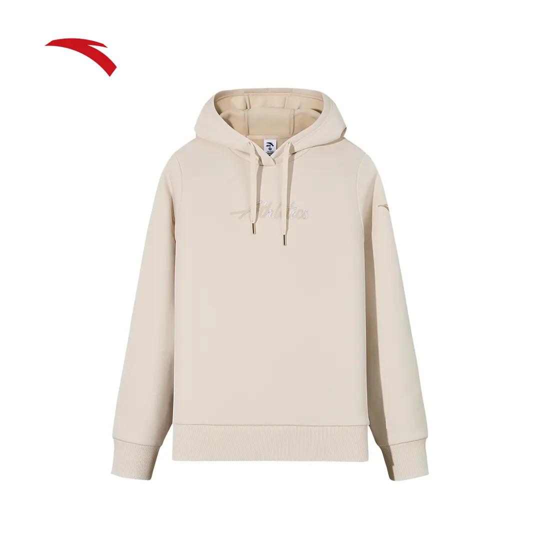 安踏综训系列女子连帽套头卫衣秋冬加绒加厚保暖潮流宽松上衣