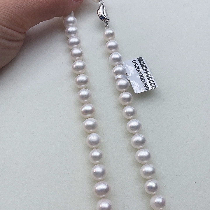 淡水珍珠颈饰银S925镶嵌卡9➕高品极光白炫彩