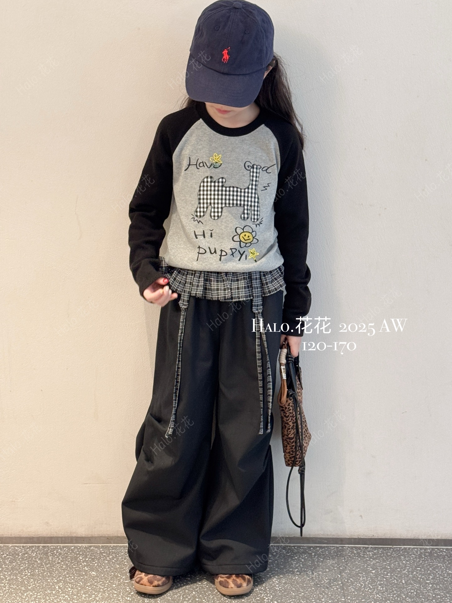 冬款猫咪手绘印花撞色加厚打底衫印花辣妹25813