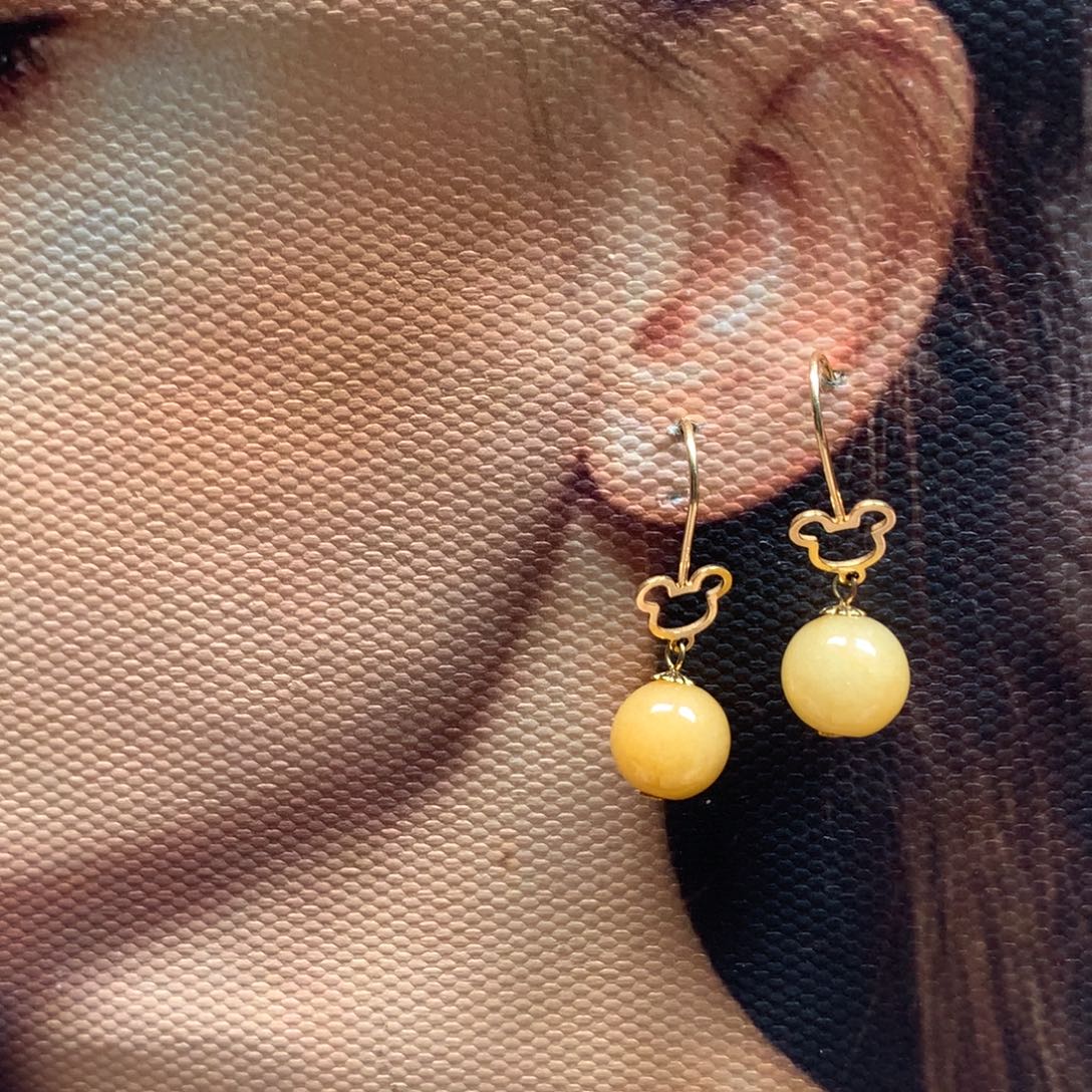 翡翠18K金镶嵌耳饰翡翠