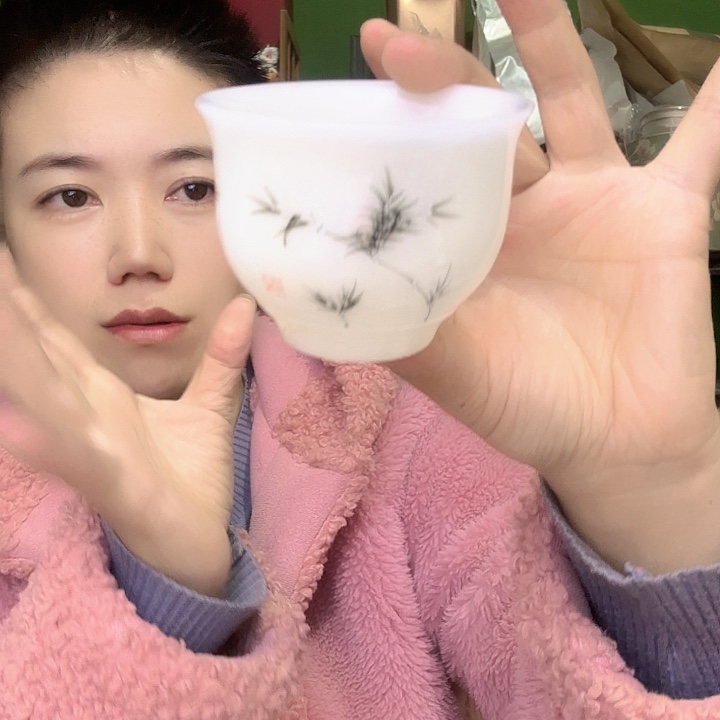 无纺布手绘竹高款杯微瑕璞玉