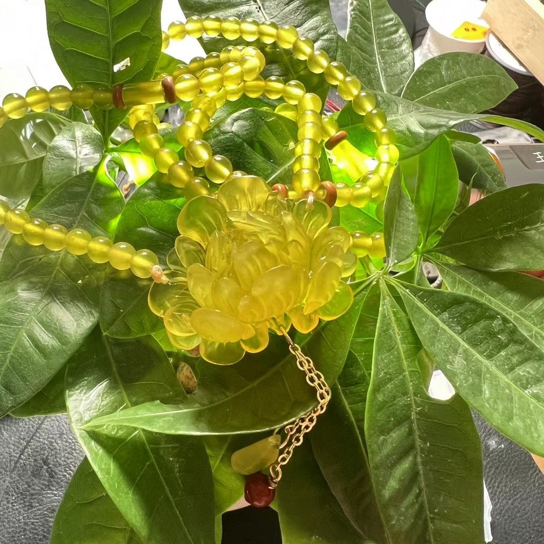 纯天然岫玉花开富贵手工雕刻牡丹花吊坠