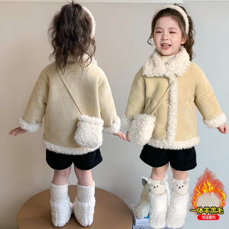 女童毛呢外套2025新款冬季女孩韩版洋气时髦保暖呢大衣女宝宝冬装