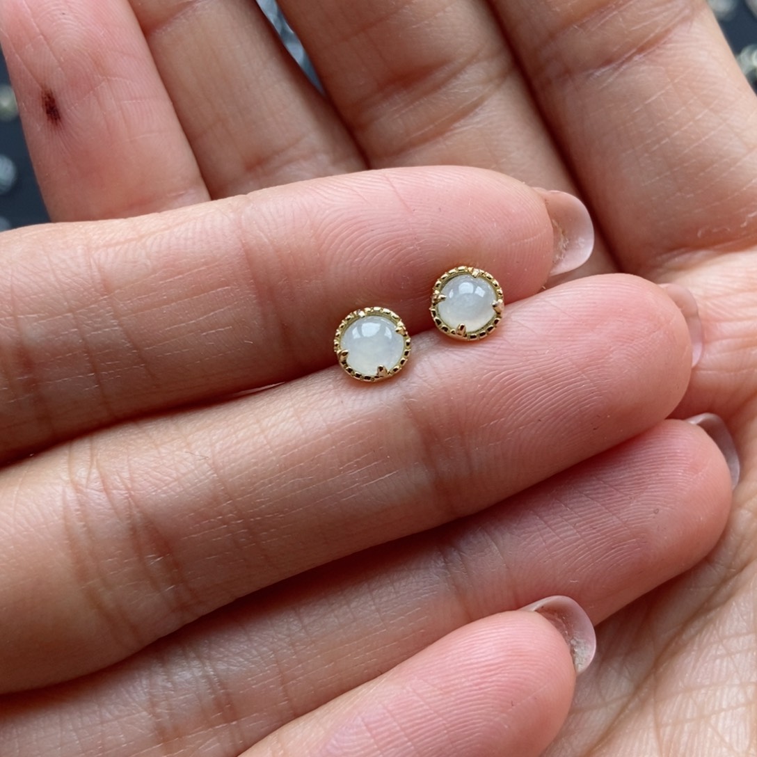 翡翠耳饰银S925镶嵌翡翠首饰