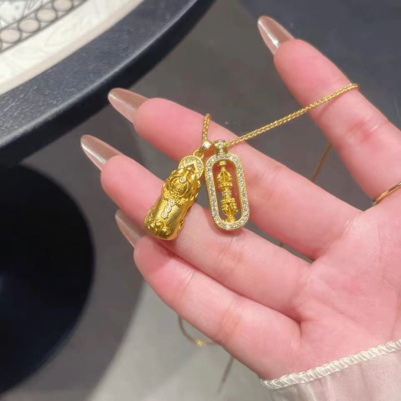 铜合金吊坠 点钻貔貅金刚杵叠戴项链(韦雪同款轻奢饰品)时尚首饰