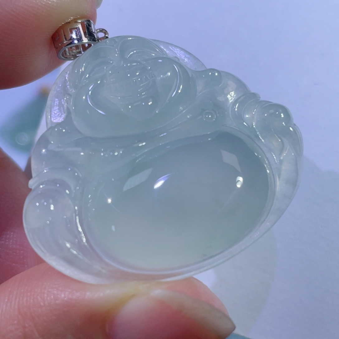 翡翠颈饰18K金镶嵌佛公