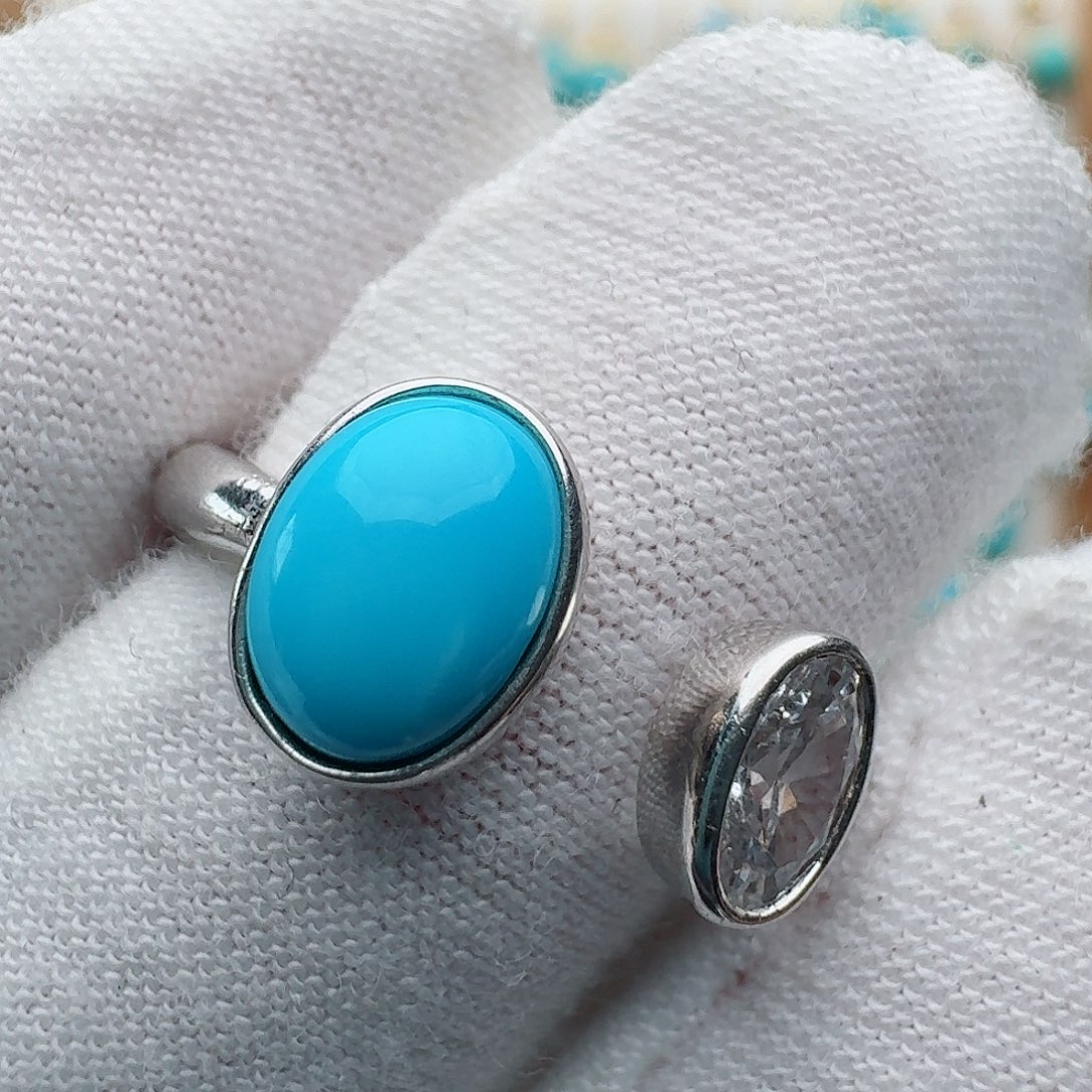 绿松石银S925镶嵌戒指