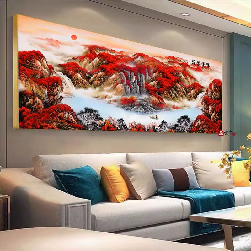 新中式山水装饰画中国风客厅沙发背景墙壁画办公室挂画国画风水画
