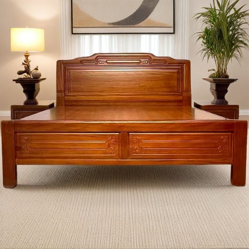 【素面款】古典雕花实木床全榫卯结构简约中式床双人主卧1.8m床婚床