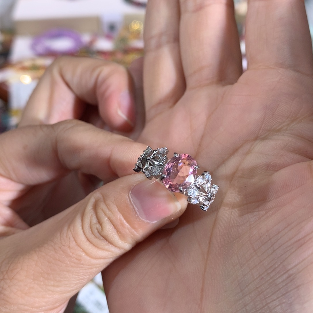 碧玺吊坠银S925镶嵌戒指