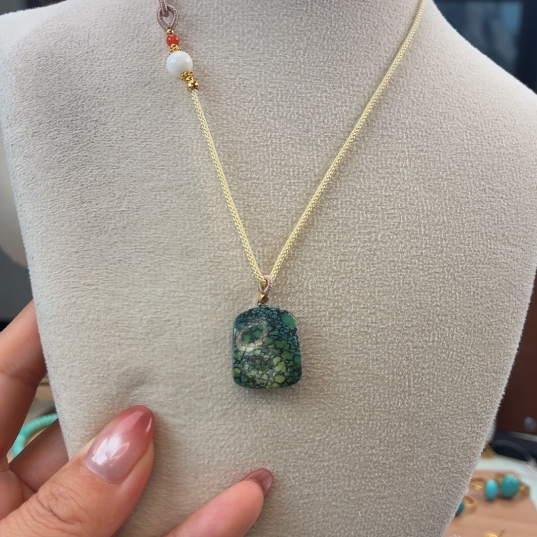 绿松石银S925镀金镶嵌颈饰