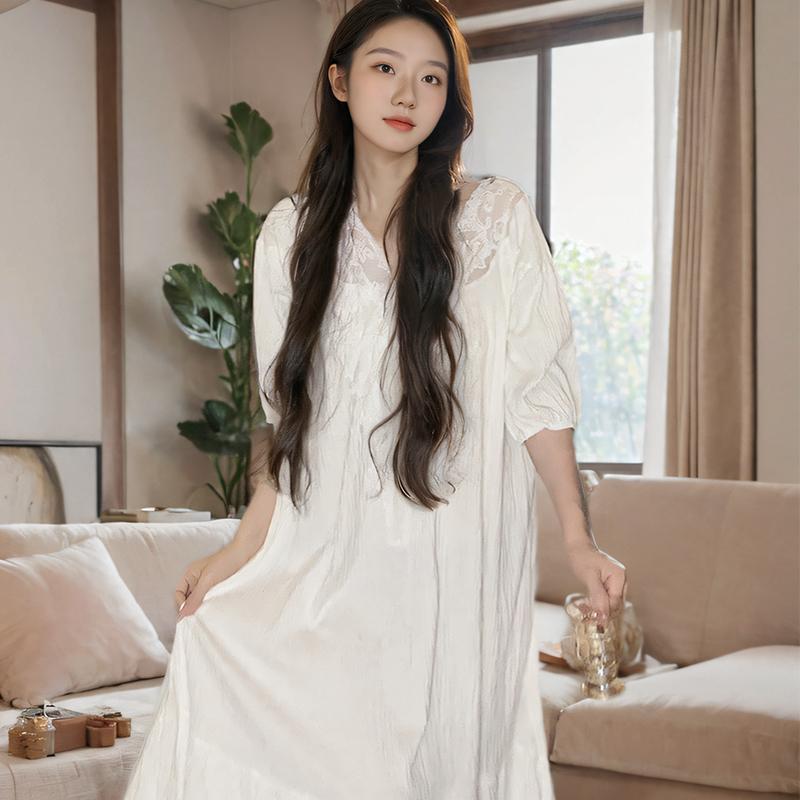 自带胸垫睡衣女2025新款夏季公主风法式睡裙夏天宽松纯欲风设计感