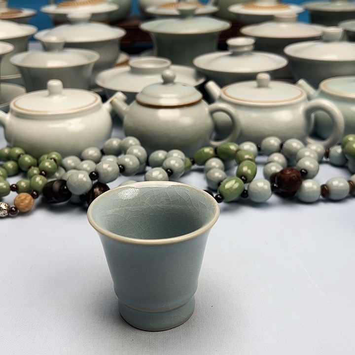 杯仿古天青微蓝釉闻香杯原矿原釉原产地