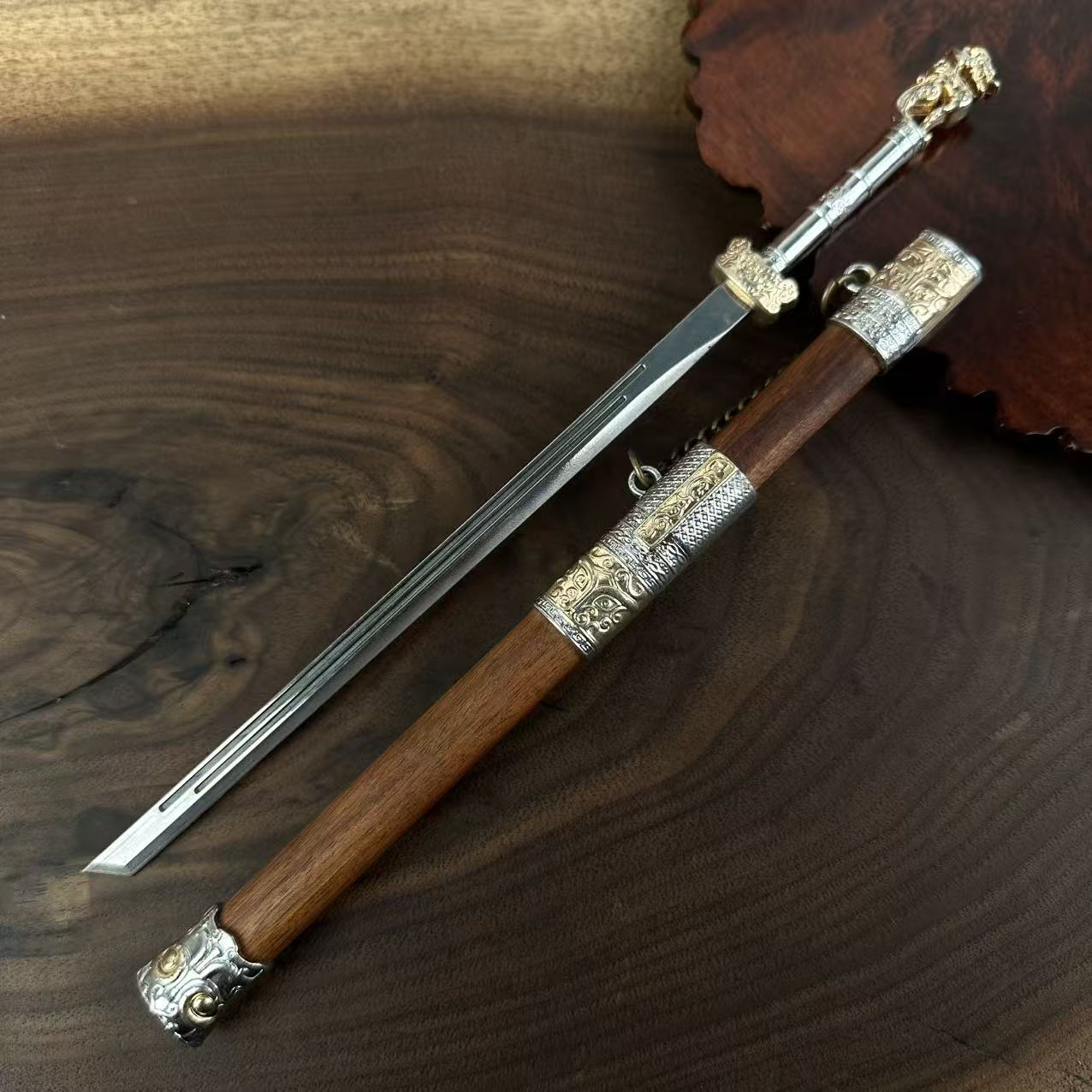 微兵摆件1比4白铜鎏铜装桌面收藏把玩微兵器摆件