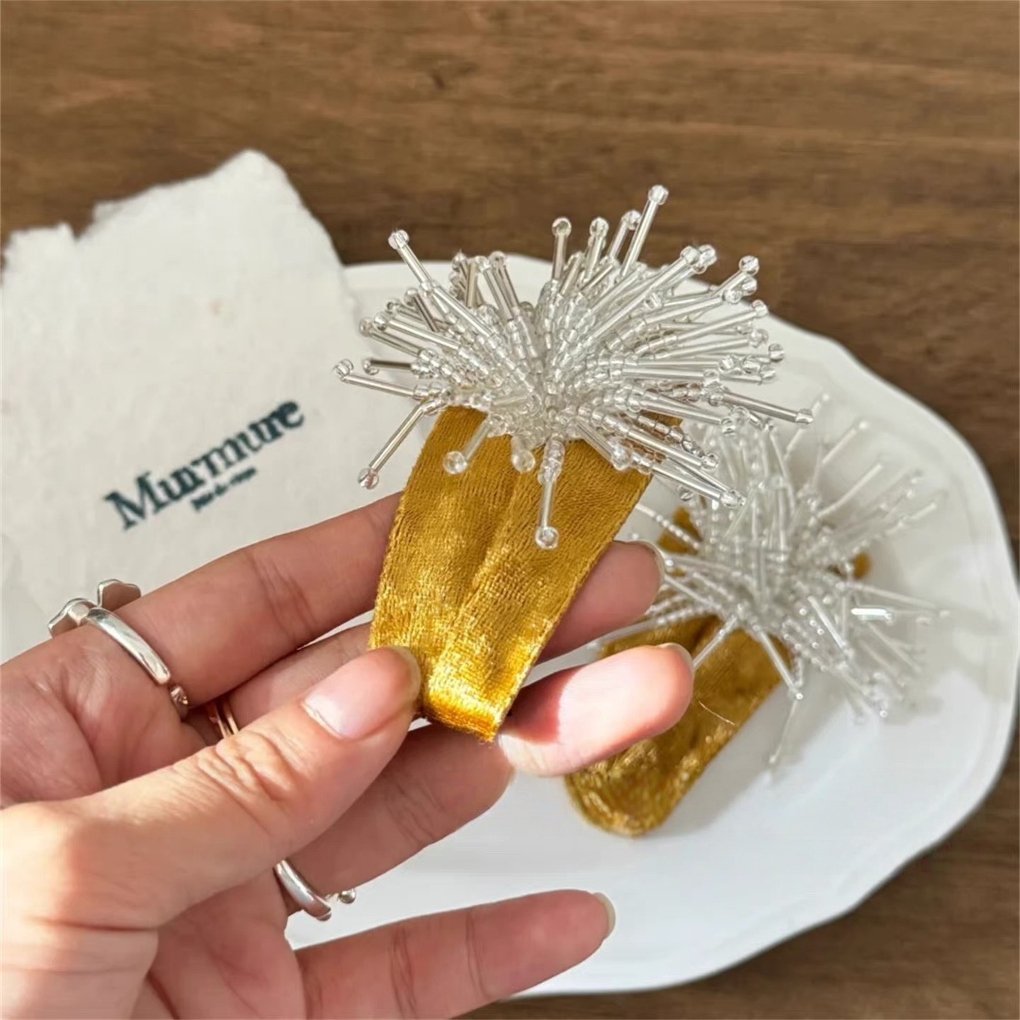 韩系串珠亲子发夹百搭刘海发夹miu系复古感激干发饰儿童