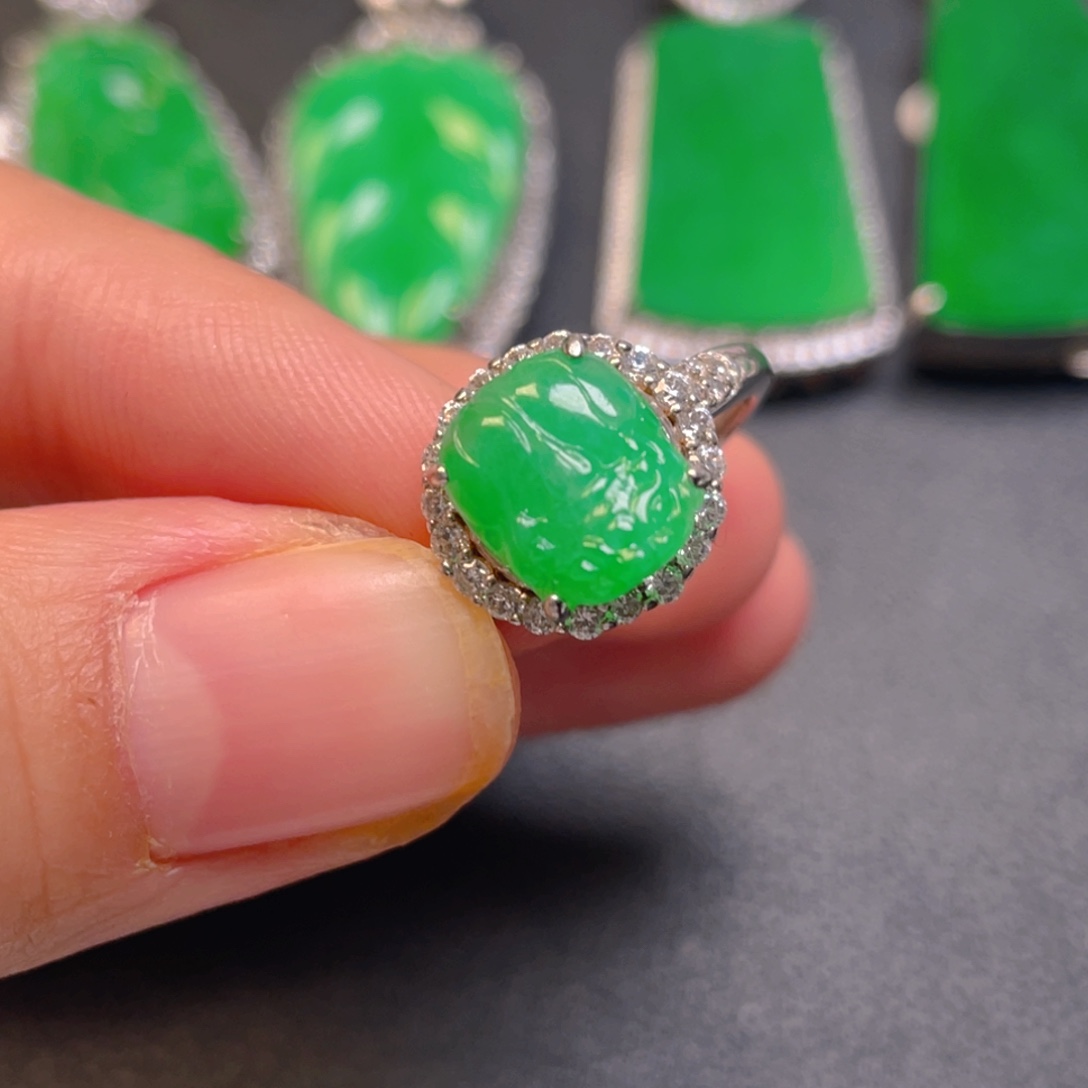 翡翠银S925镶嵌吊坠(不含链)戒指