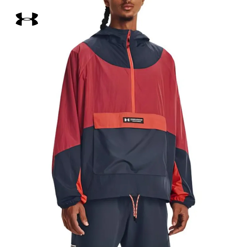 Under Armour/安德玛RUSH男子梭织连帽外套拉链拼色防晒服1377183
