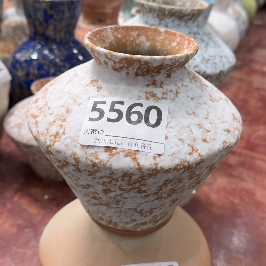 摆件陶景德镇高温花瓶编码55高17口6默认无孔