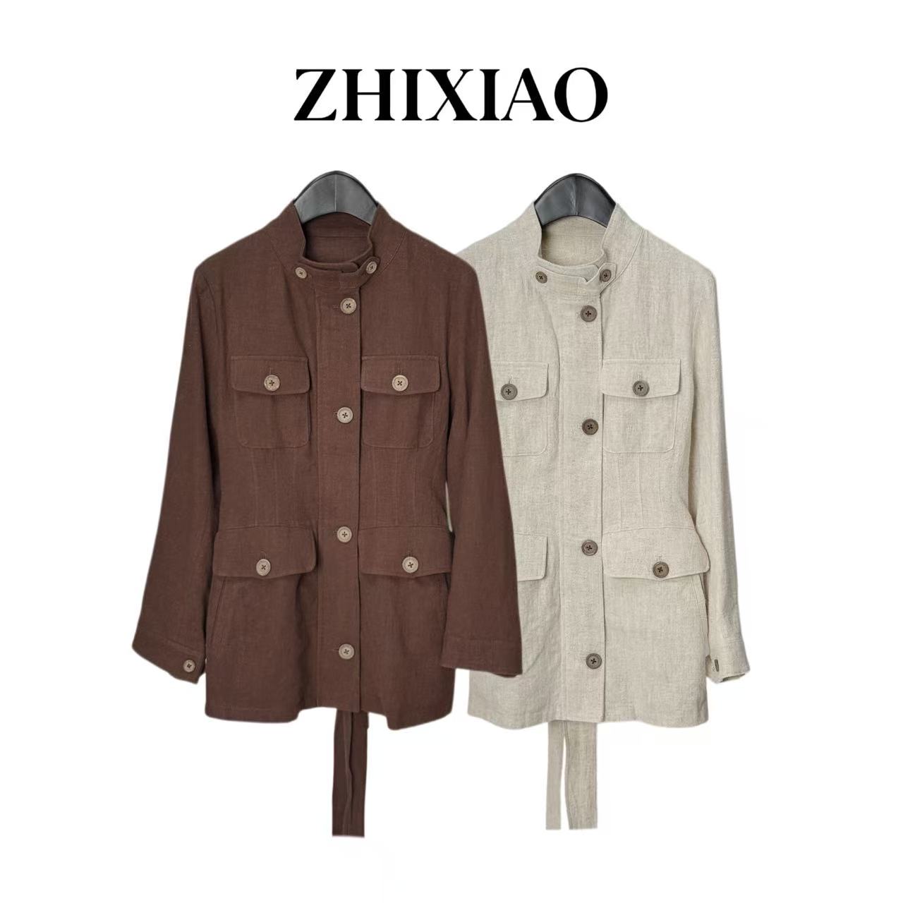 【ZHIXIAO】秋冬新款：麻料长袖外套25571