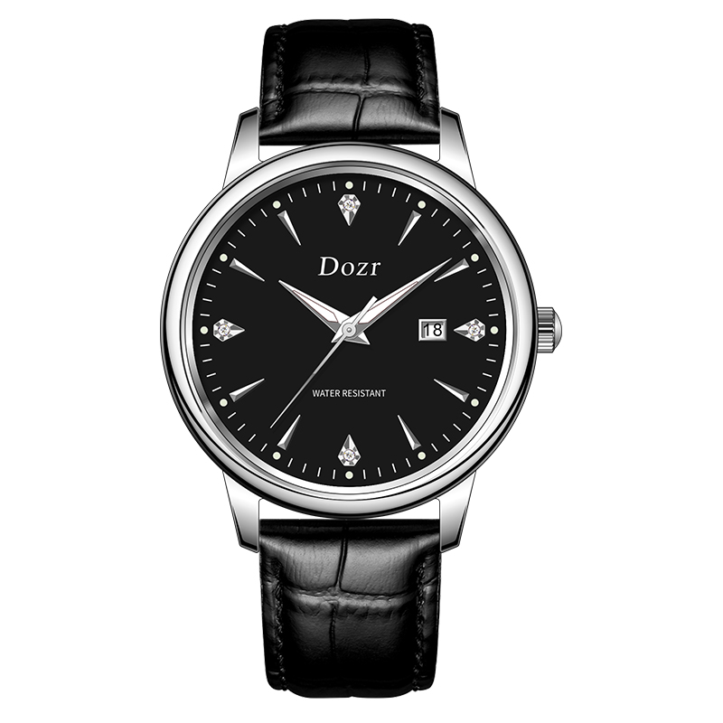 【专柜正品】--DOZR单历黑色飞船--全新防水男款商务手表-33